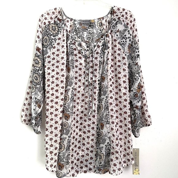 NWT Figueroa & Flower size XL Blouse Patterned with Gold/Silver Dots Flowy Boho - Picture 1 of 9